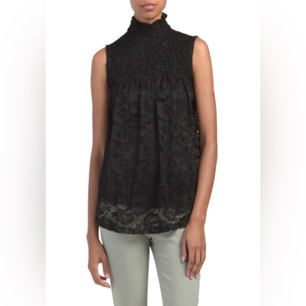 sl black lace overlay top, size M